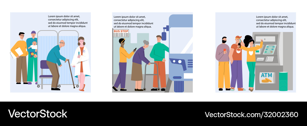 Queue turn compositions set vector image