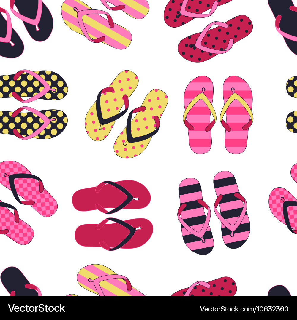 Seamless pattern with colorful flip flops vector image
