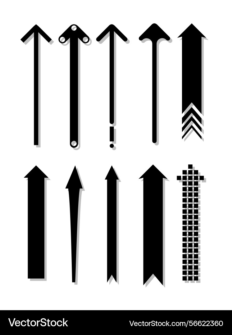 Set of black arrow pointing up shape Set of black arrow pointing up shape vector image