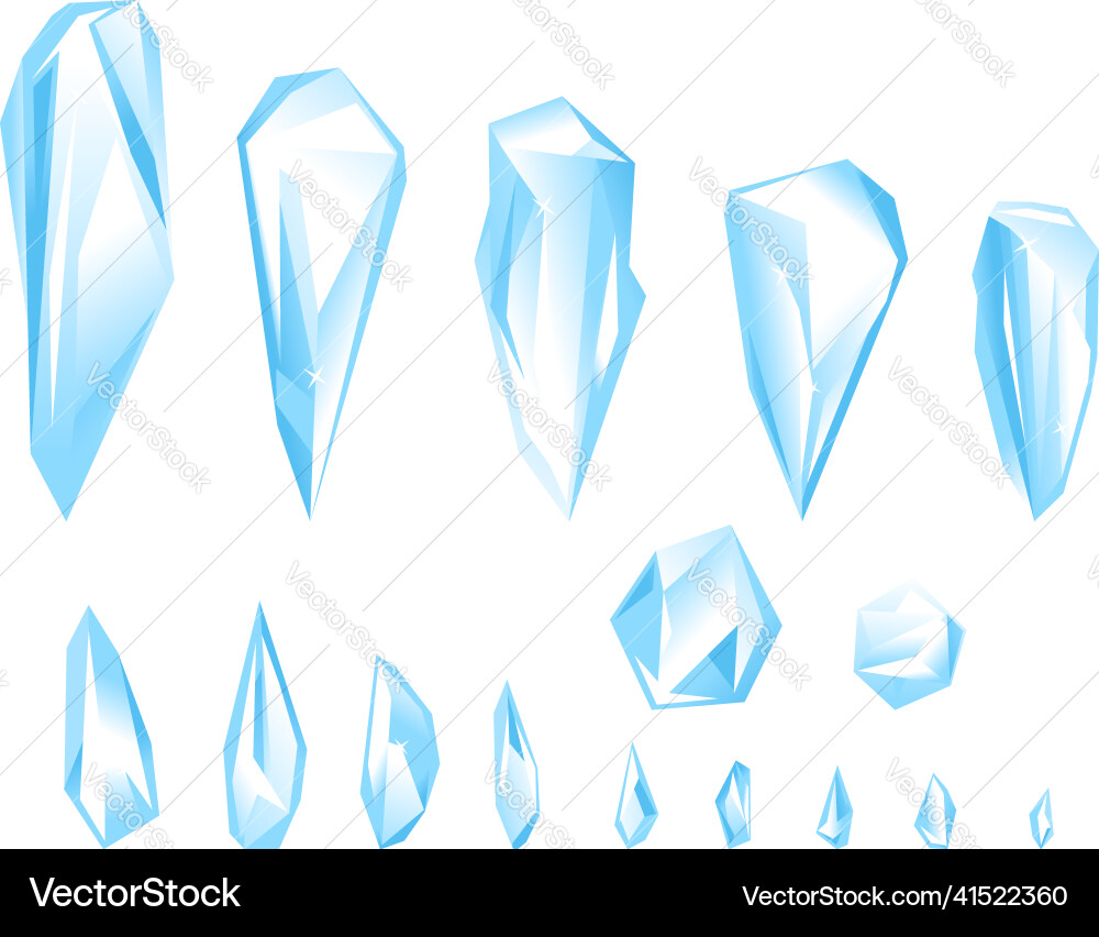 Set of small ice shards isolated Set of small ice shards isolated vector image