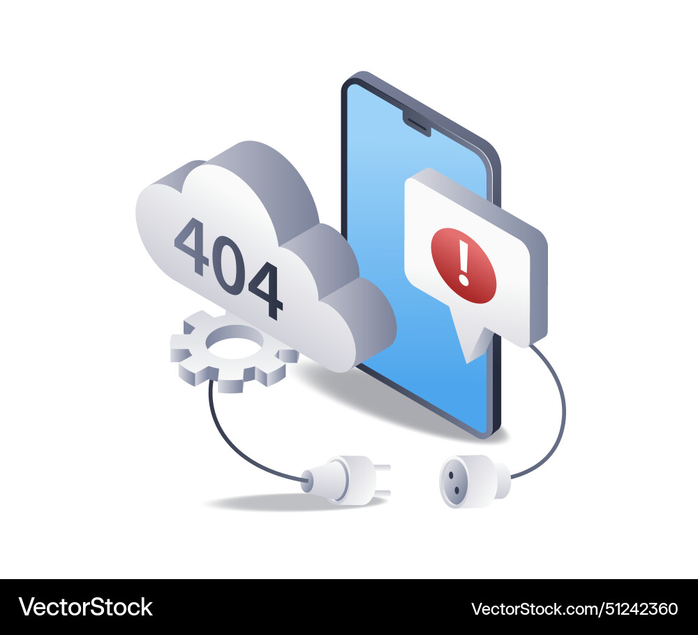 Smartphone application server system error 404 Smartphone application server system error 404 vector image
