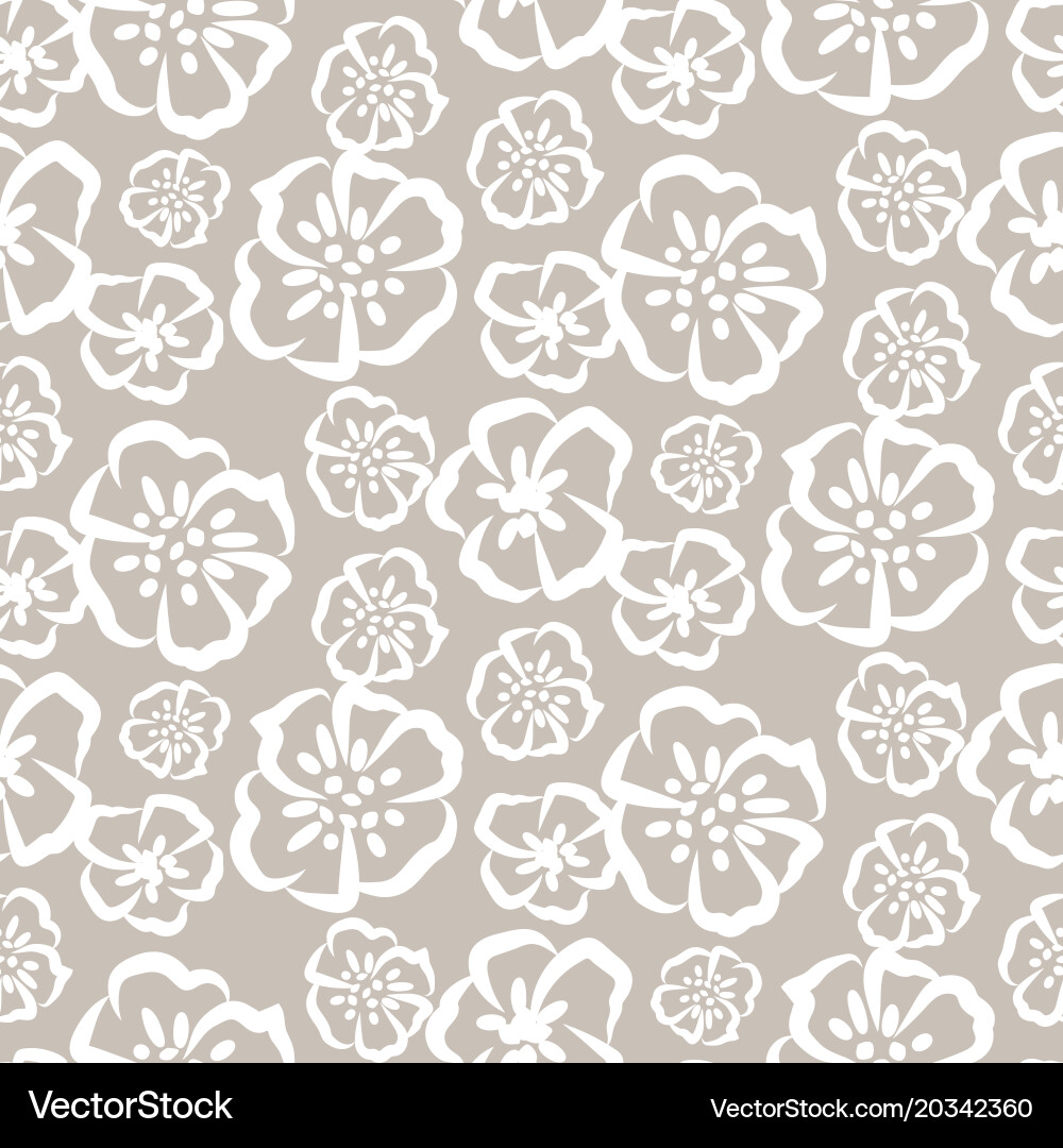 Tender grey sketch simple flower pattern Vector Image