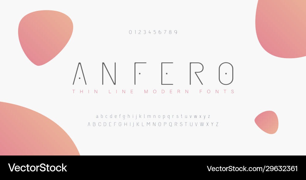 Abstract thin line font alphabet minimal modern vector image