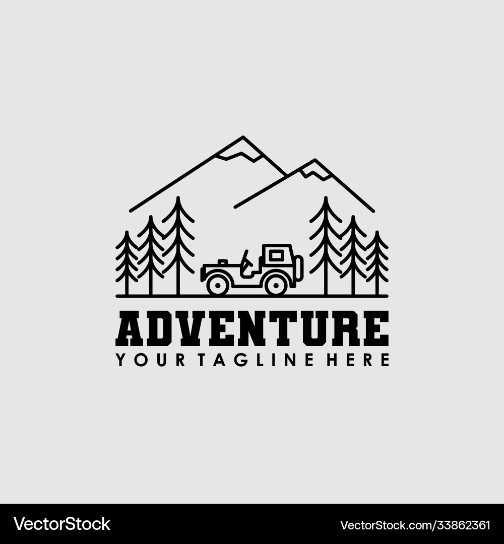 Adventure car tree logo design Adventure car tree logo design vector image