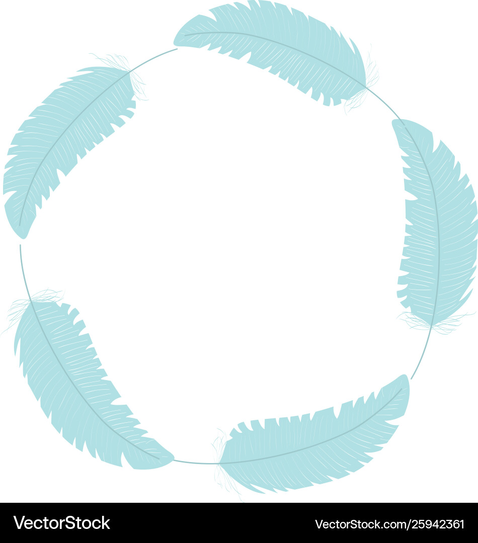 Circular bohemian frame with feathers Vector Image