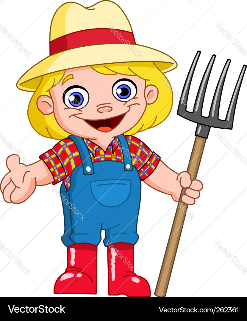 Cute Young Farmer Girl vector image