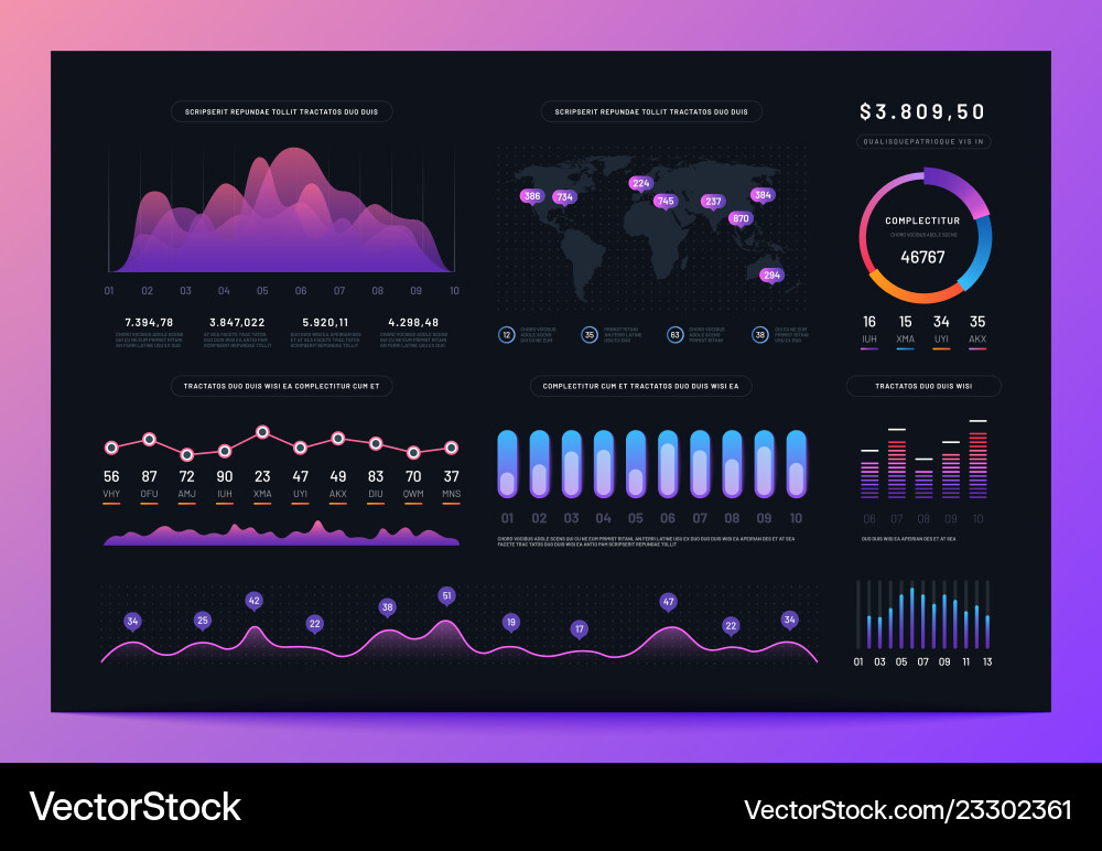 Dashboard Analytics & Finance Data Visualization vector image