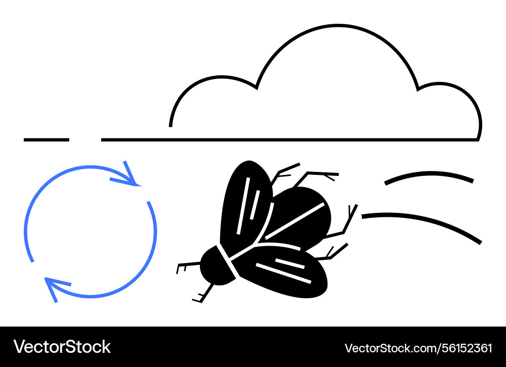 Fly in motion with cloud and recycling loop Vector Image