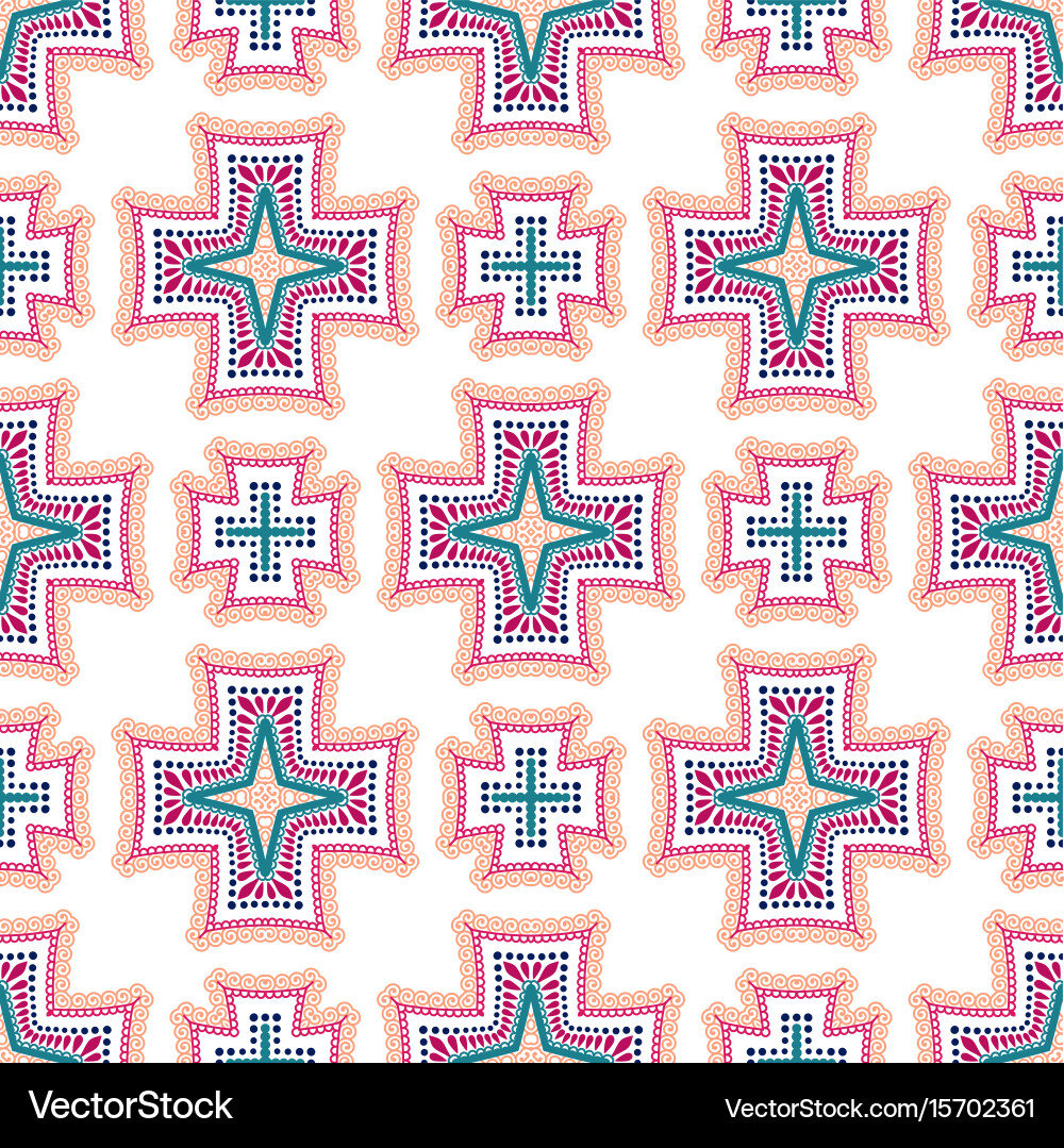 Intricate crosses pattern tile background vector image