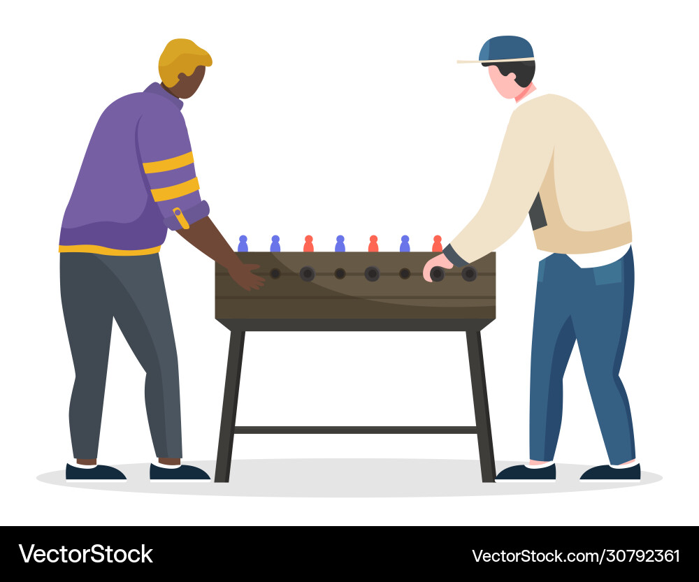 Males playing game on table with sticks Vector Image