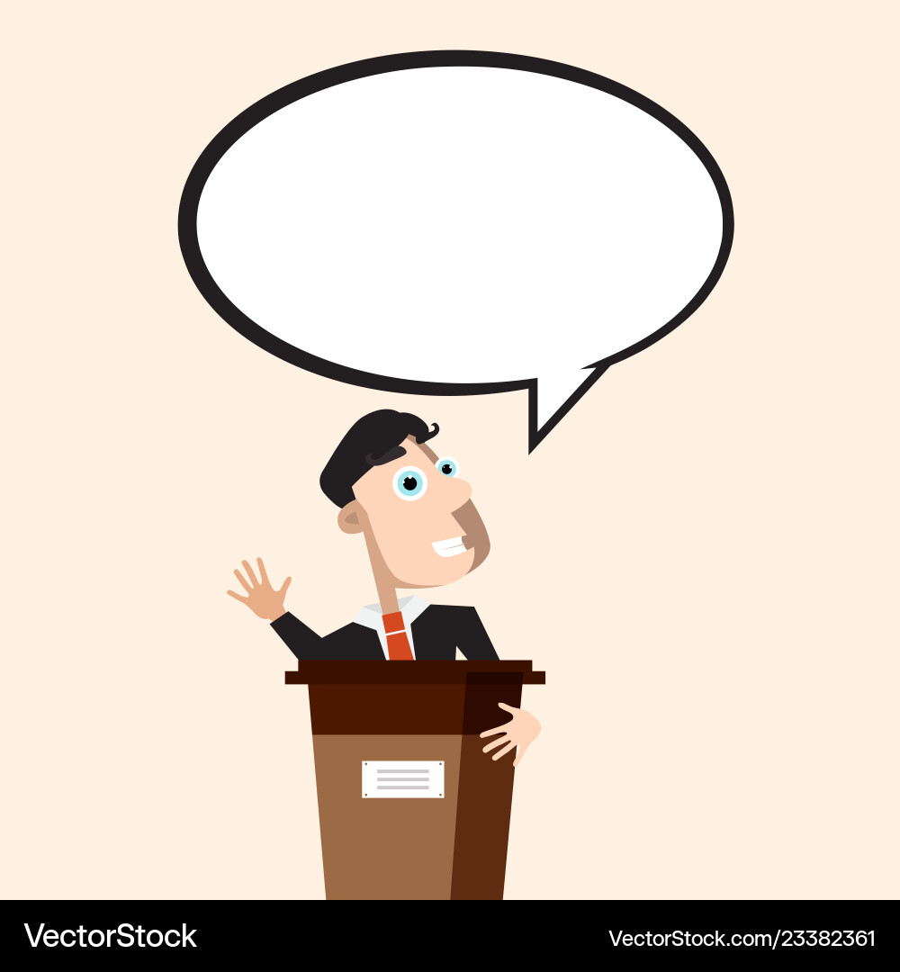 Man on conference with empty speech bubble vector image