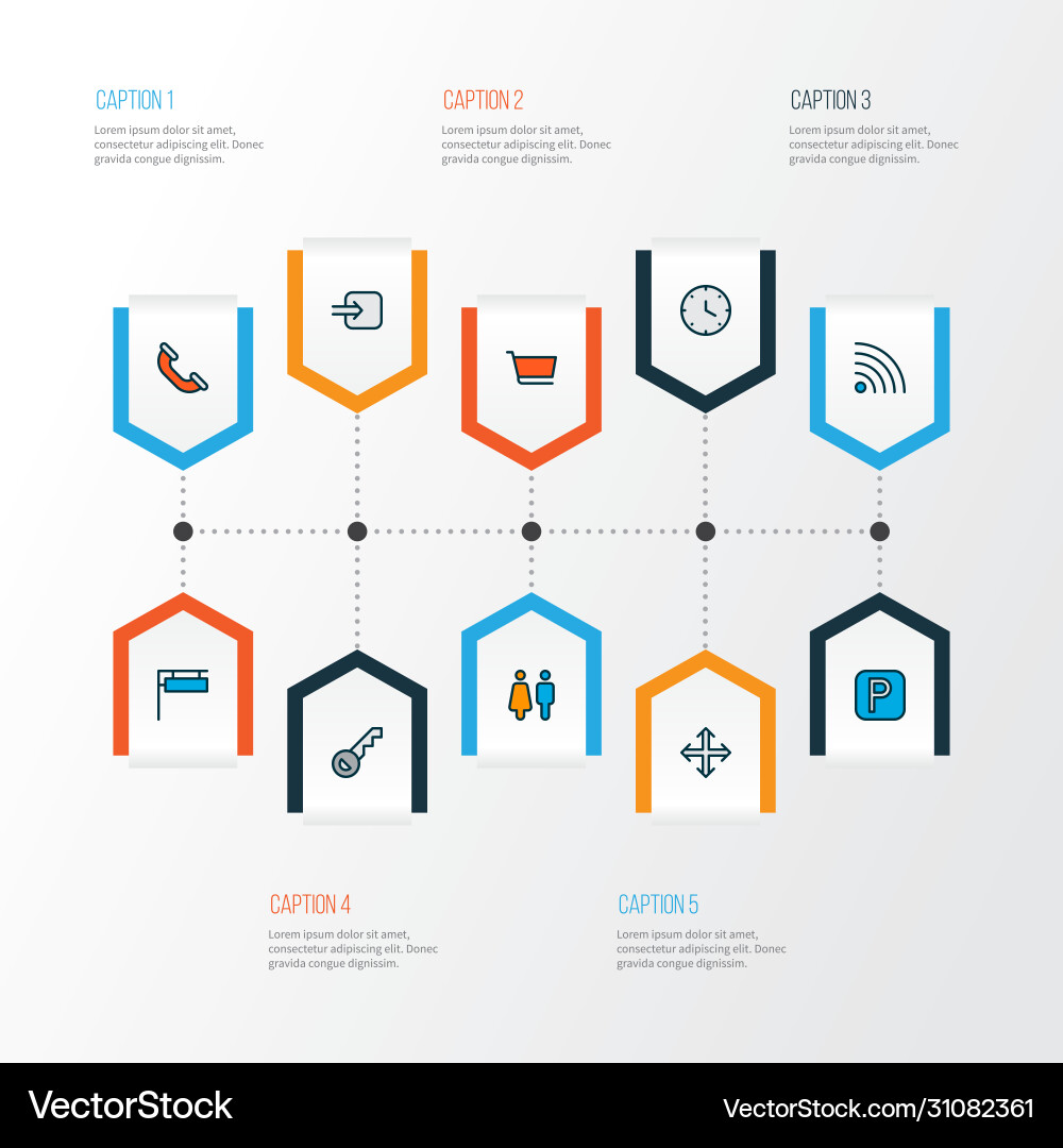 Navigation icons colored line set with wifi Navigation icons colored line set with wifi vector image
