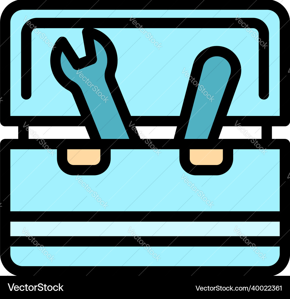 Open carpenter tool box icon color outline Open carpenter tool box icon color outline vector image