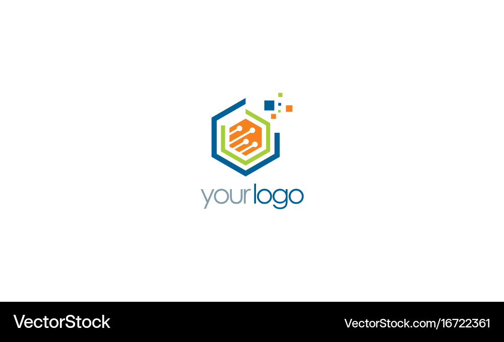 Polygon data digital technology logo Royalty Free Vector