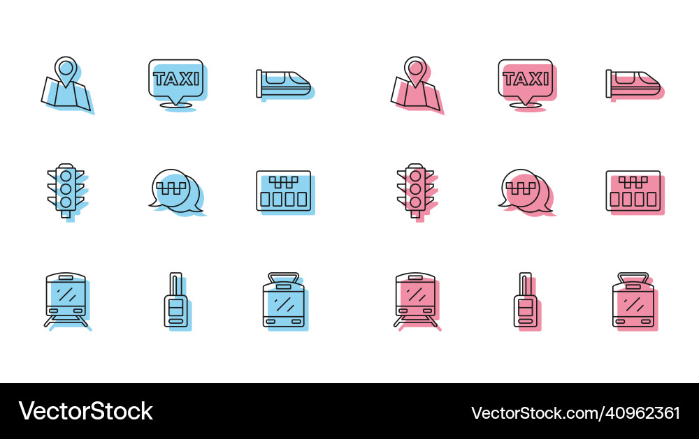 Set line train car key with remote folded map Set line train car key with remote folded map vector image
