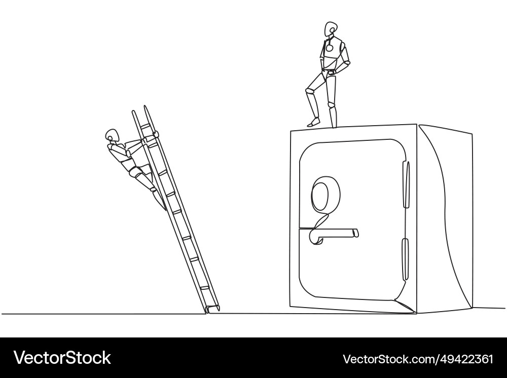 Single continuous line drawing the smart robot Vector Image