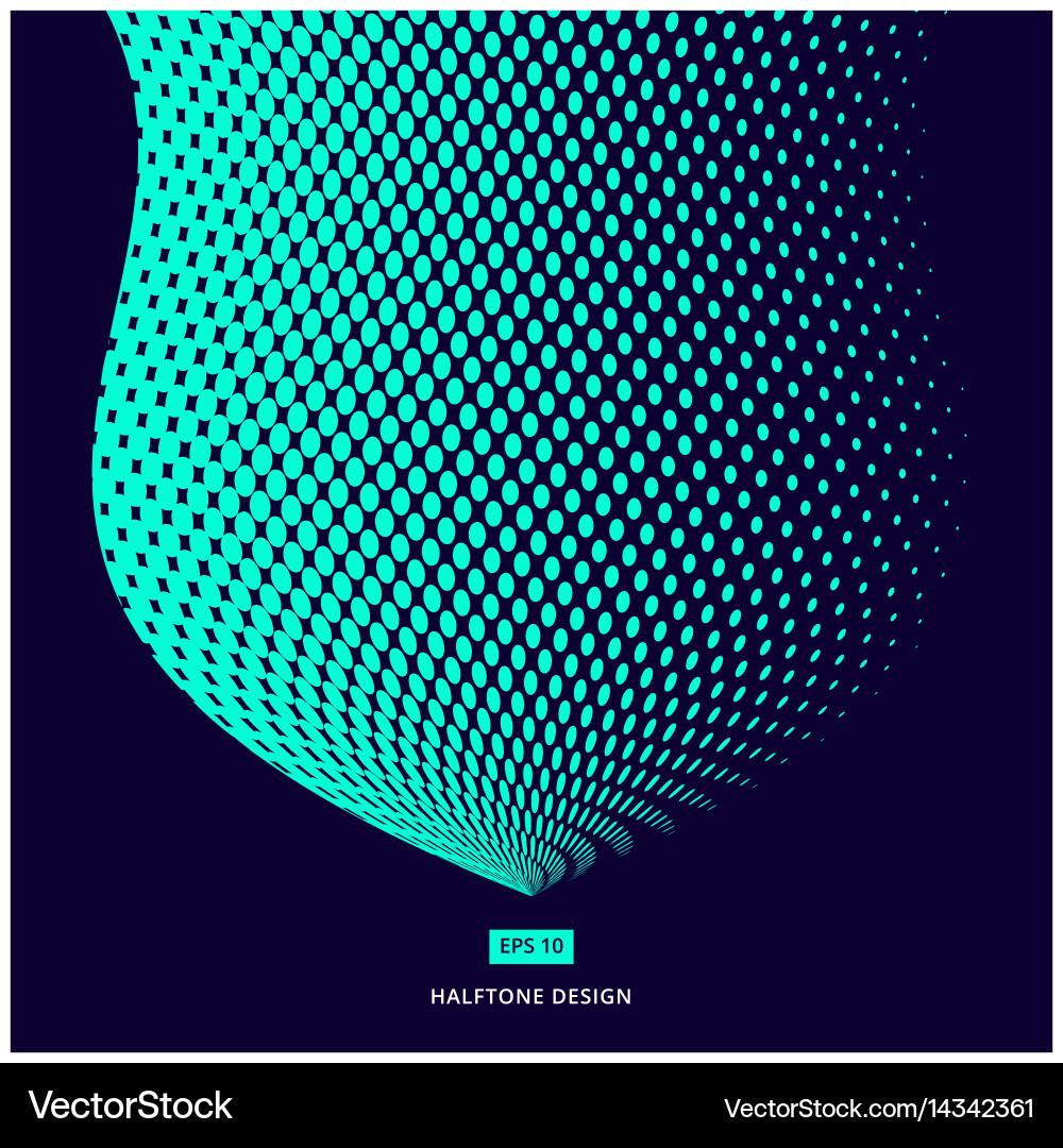 Turquoise color halftone design abstract curve vector image