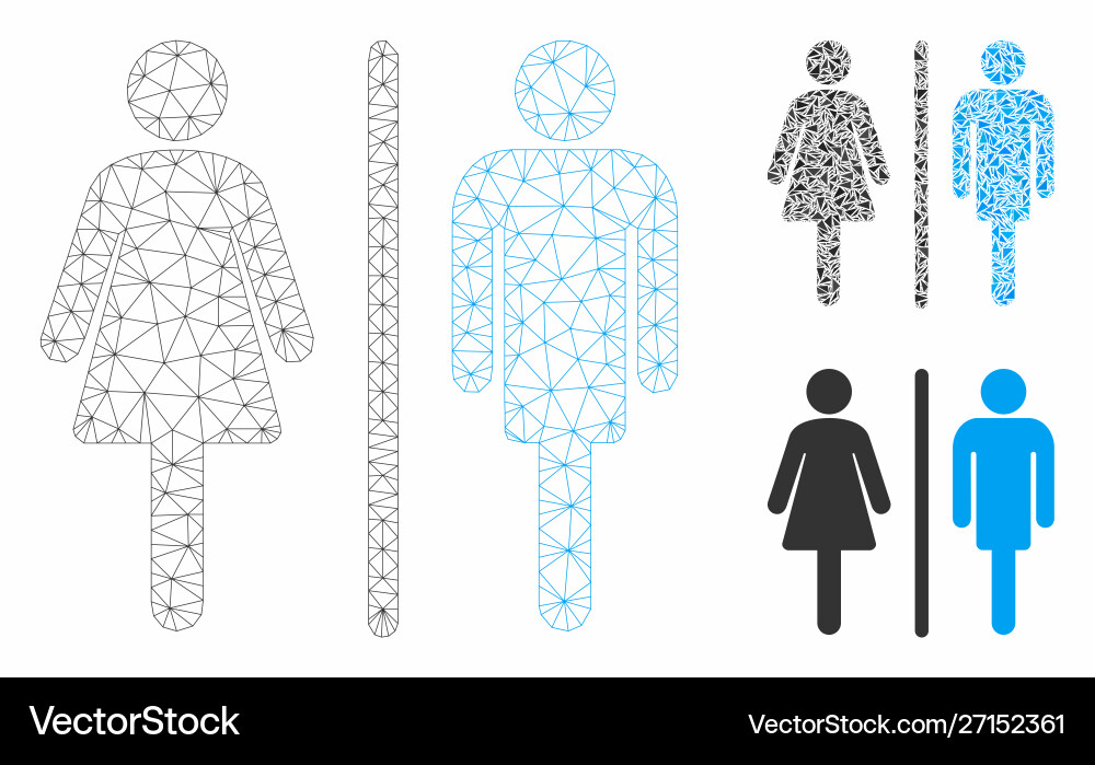 Wc persons mesh carcass model and triangle Wc persons mesh carcass model and triangle vector image