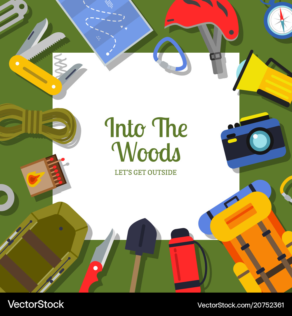 Wohnung Stil Camping Elemente Hintergrund Wohnung Stil Camping Elemente Hintergrund vektorbild