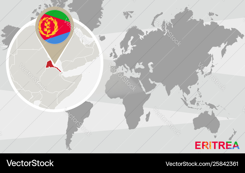 World map with magnified eritrea World map with magnified eritrea vector image