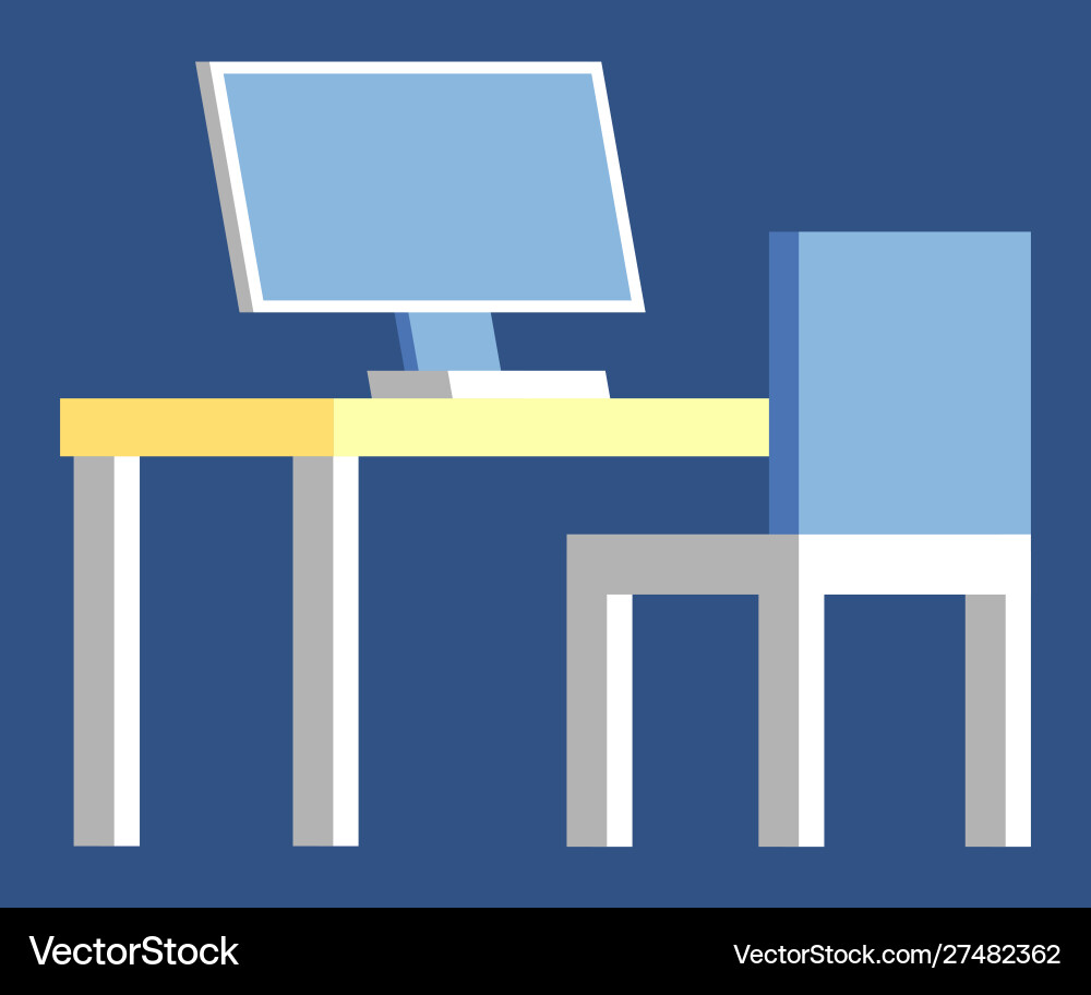 Computer device with screen on table workplace Vector Image