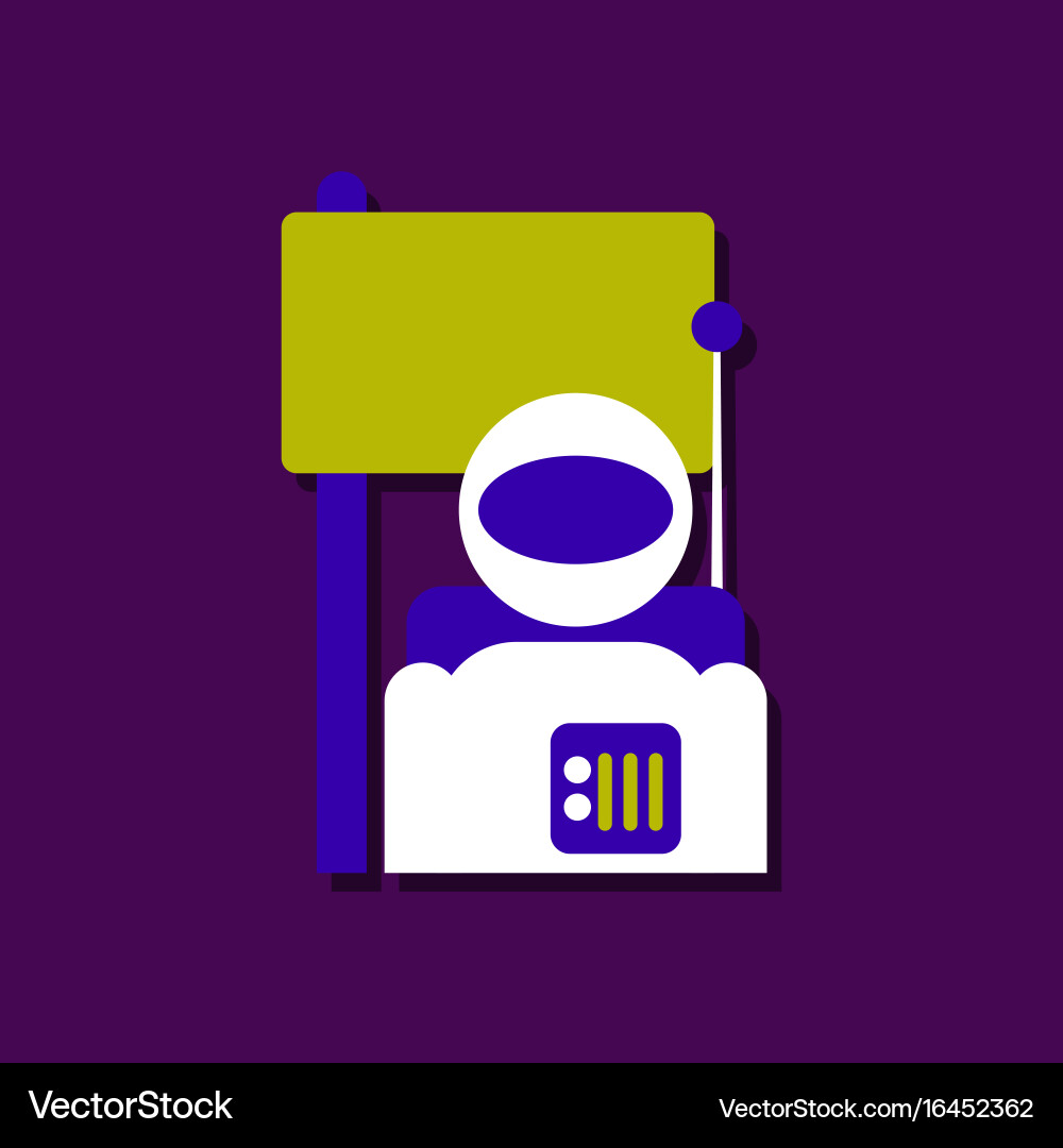 Flat icon design collection astronaut and flag Vector Image