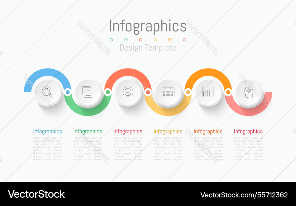 Infografik 6 Optionen Designelemente Infografik 6 Optionen Designelemente vektorbild