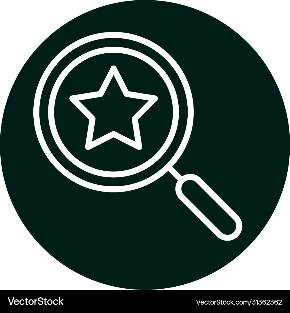 Isolated star inside lupe block and line style vector image
