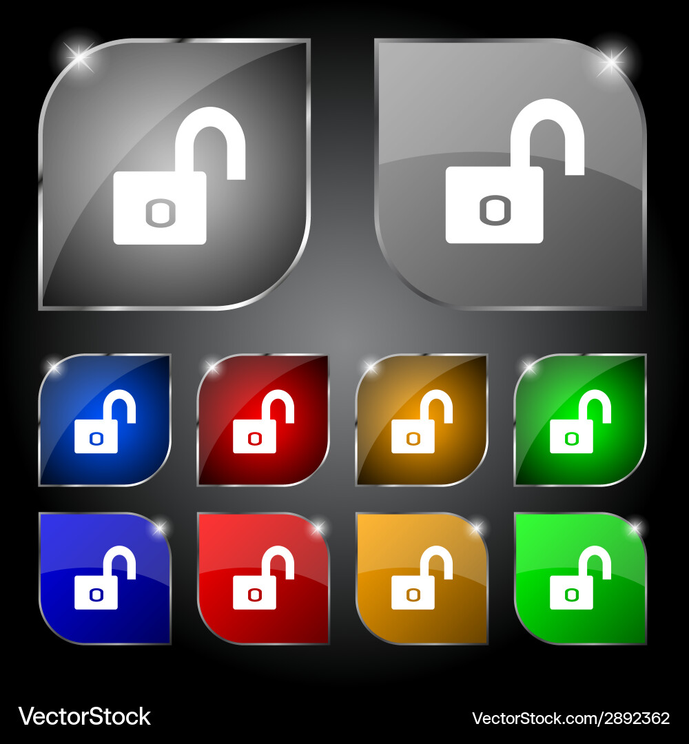 Lock sign icon locker symbol set color buttons vector image
