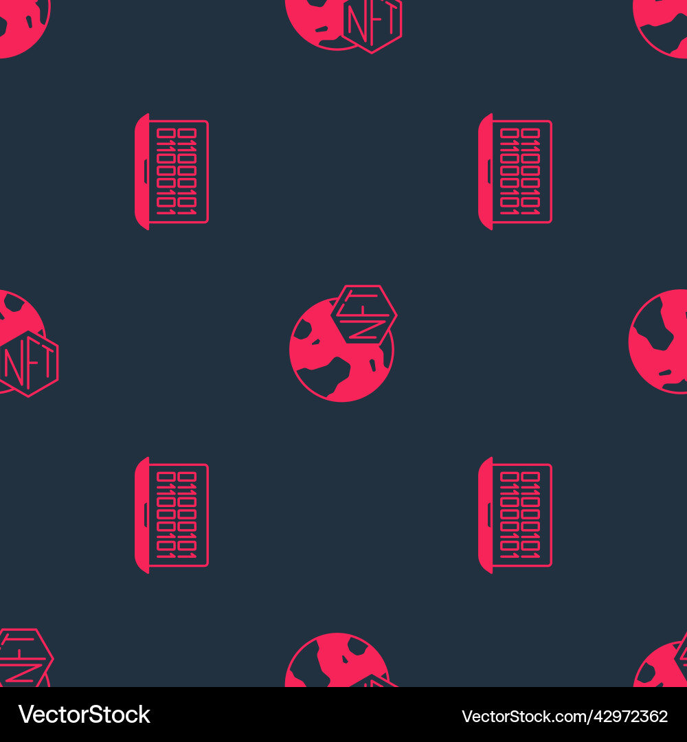 Set binary code and nft digital crypto art Set binary code and nft digital crypto art vector image