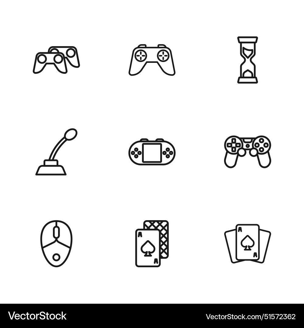 Set line playing cards game controller Set line playing cards game controller vector image