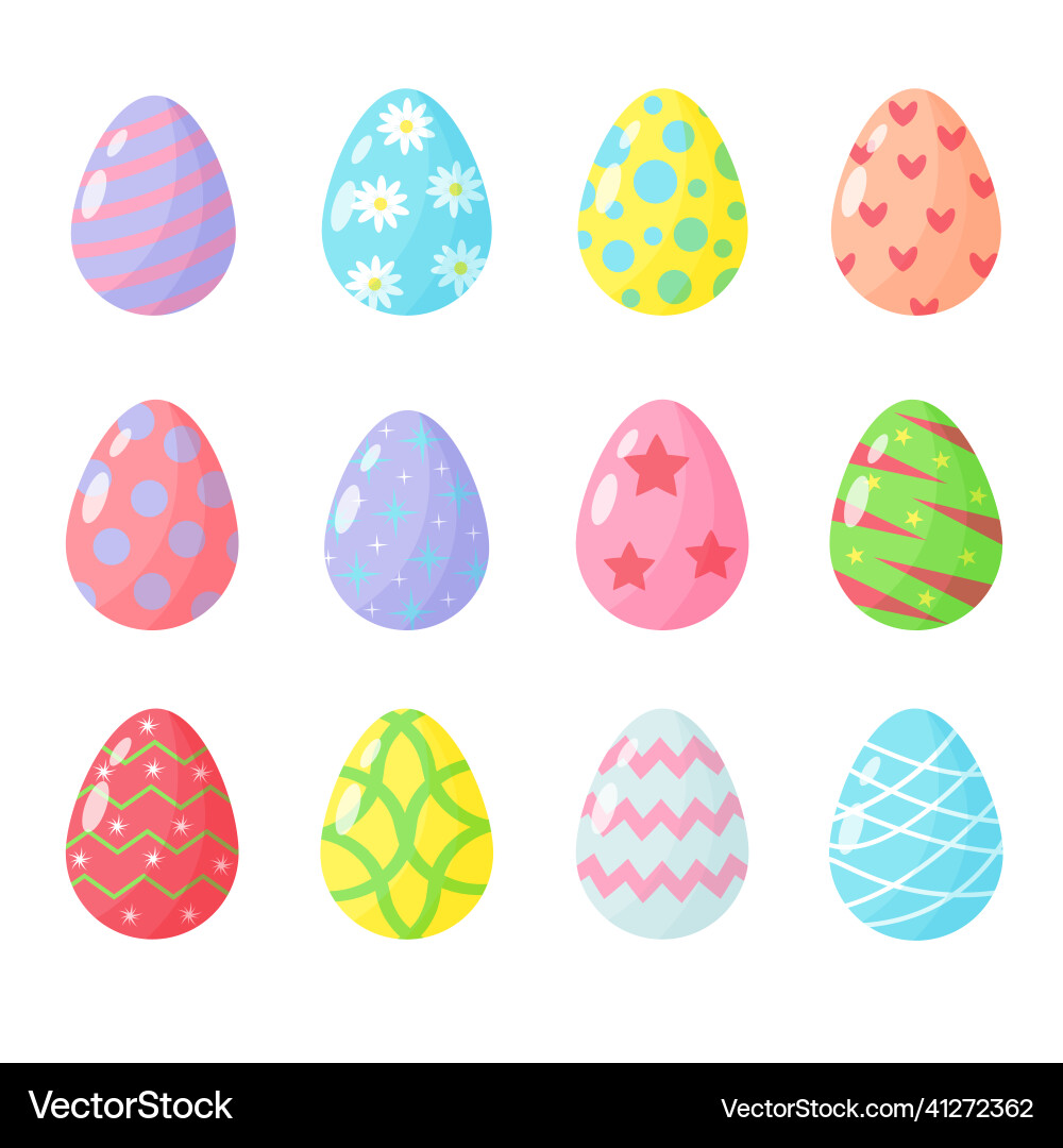 Set of easter eggs with different patterns Vector Image