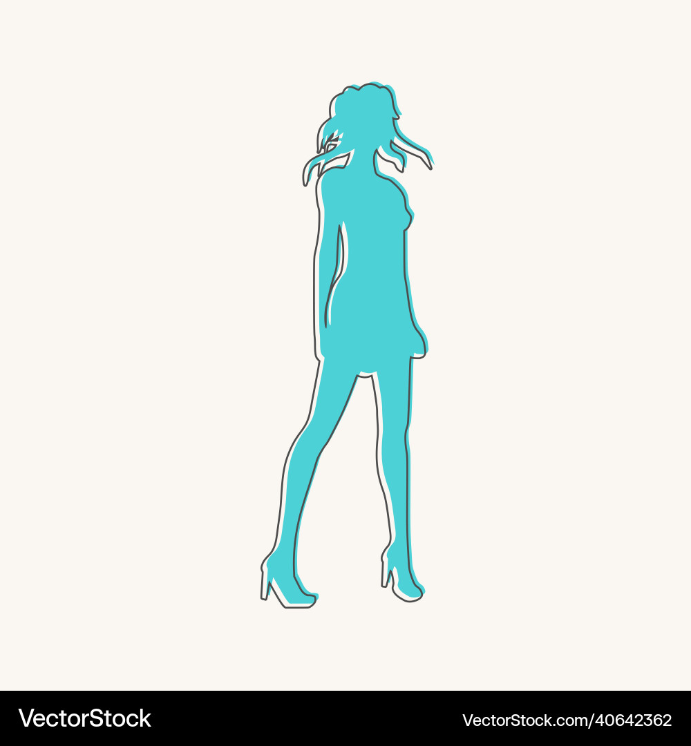 Silhouette of standing young woman in summer dress Silhouette of standing young woman in summer dress vector image