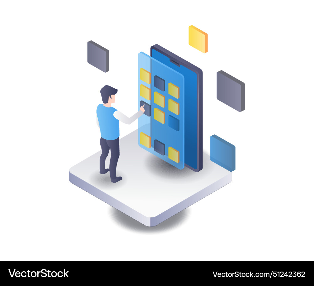 Smartphone developer application tester flat Smartphone developer application tester flat vector image