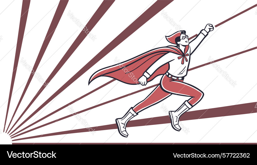 Superhero running with dynamic radial speed lines Vector Image