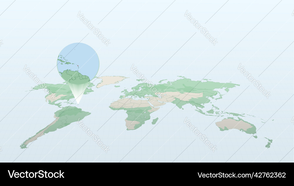 World map in perspective showing the location vector image
