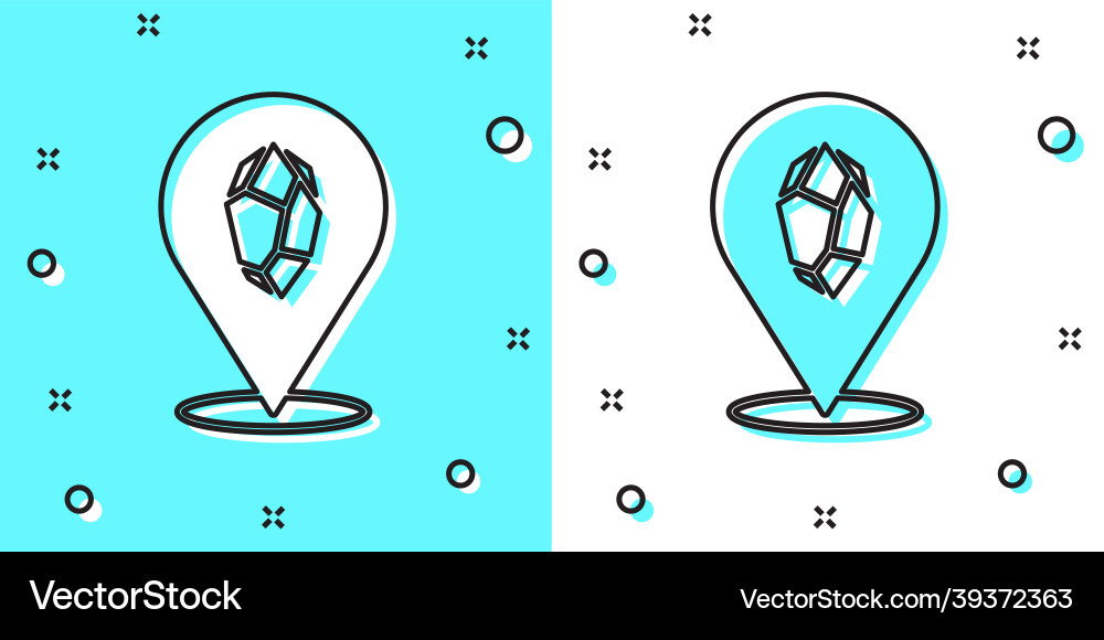 Black line magic stone icon isolated on green Black line magic stone icon isolated on green vector image