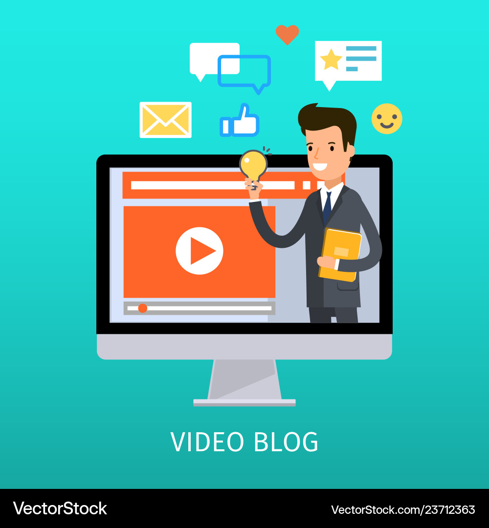 Concept of video blogging Concept of video blogging Vector Image