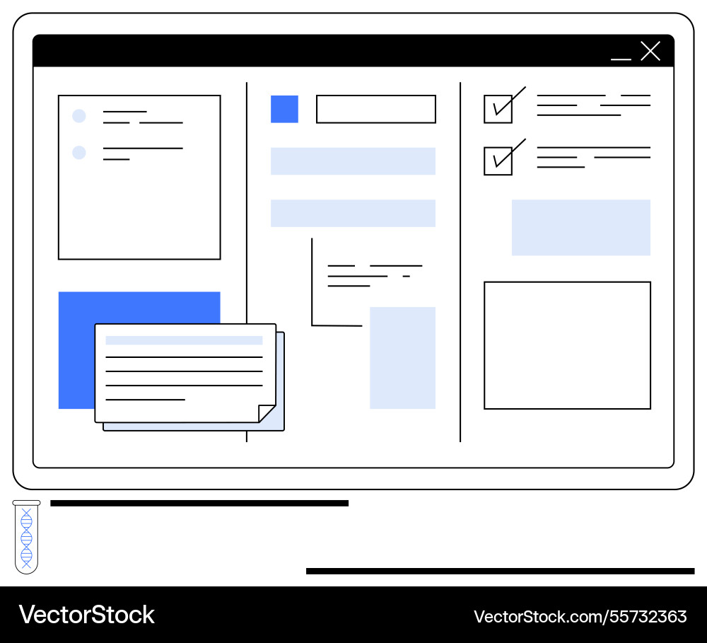 Digital workspace with interactive forms notes Digital workspace with interactive forms notes vector image