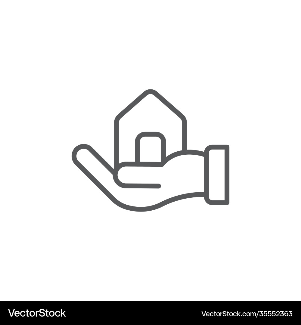 Hand holding up house icon color line outline Hand holding up house icon color line outline vector image