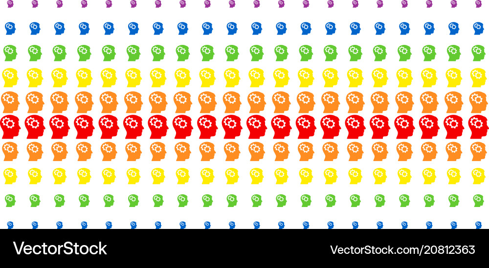 Intellect gears shape halftone spectrum grid Intellect gears shape halftone spectrum grid vector image