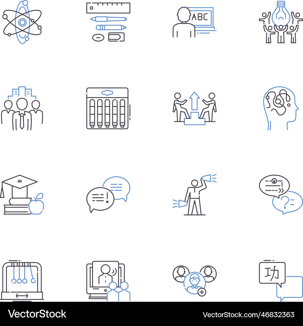 Lecture room line icons collection classroom Lecture room line icons collection classroom vector image