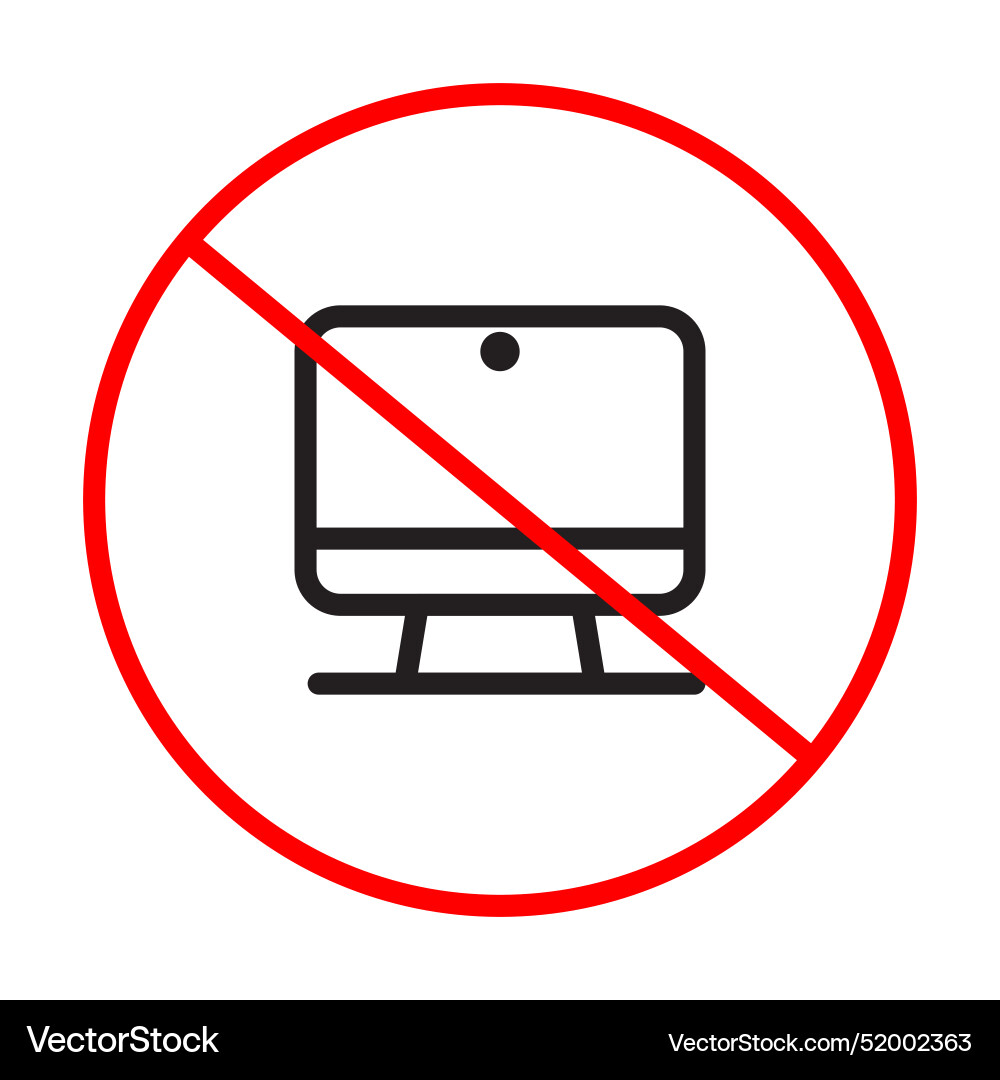No computer usage sign prohibited technology No computer usage sign prohibited technology vector image