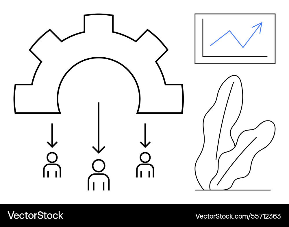 Organizational workflow with resource allocation Organizational workflow with resource allocation vector image