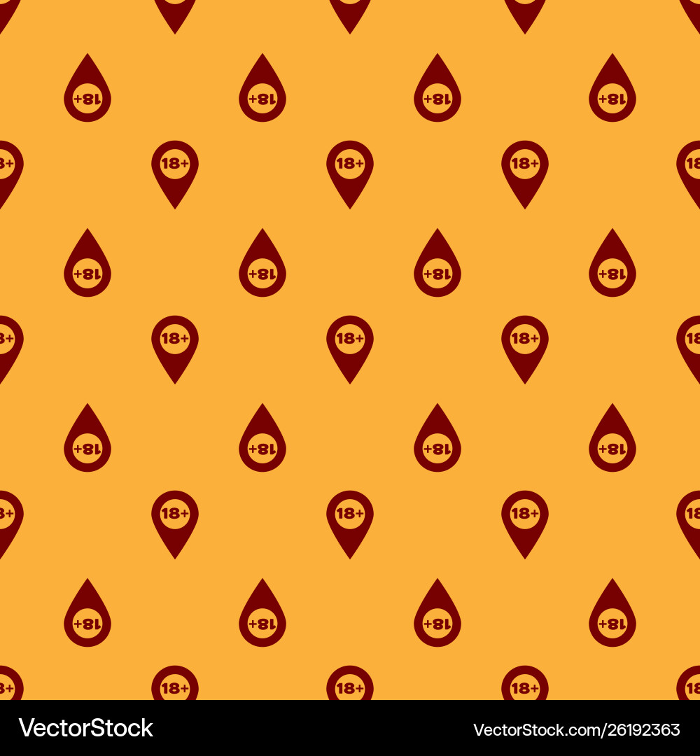 Red map pointer with 18 plus icon isolated vector image