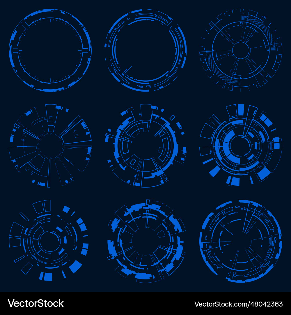 Set circle sci fi frame user interface element vector image