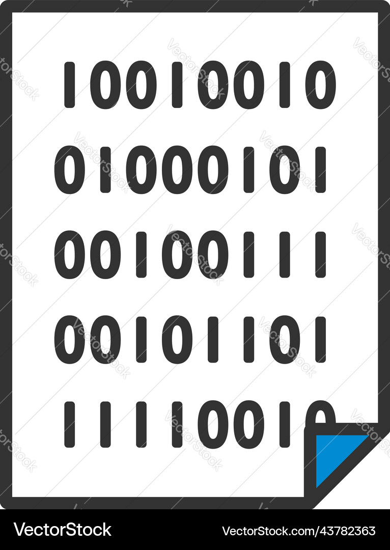 Sheet with binary code icon Vector Image