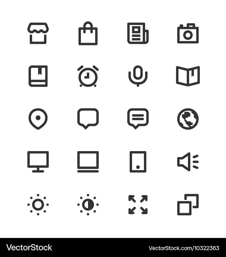 Simple UI Icon Set Vector Image