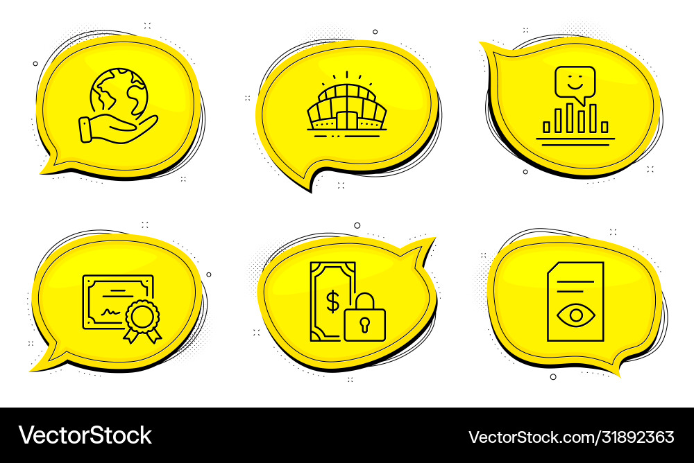 Smile private payment and view document icons set Smile private payment and view document icons set vector image