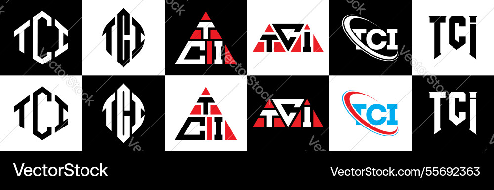 Tci letter logo design in six style polygon Vector Image